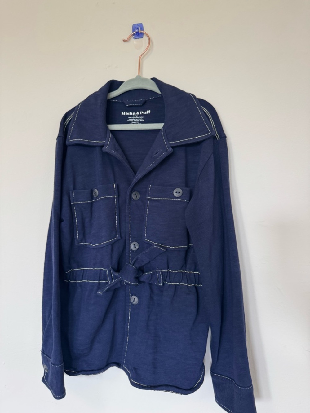 Misha And Puff Navy Button-Front Shirt Jacket 🧥